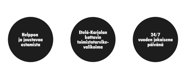 joustava ostaminen verkkokauppa auki vuoden jokaisena päivänäEtelä-Karjala kattava valikoima toimistotarvike